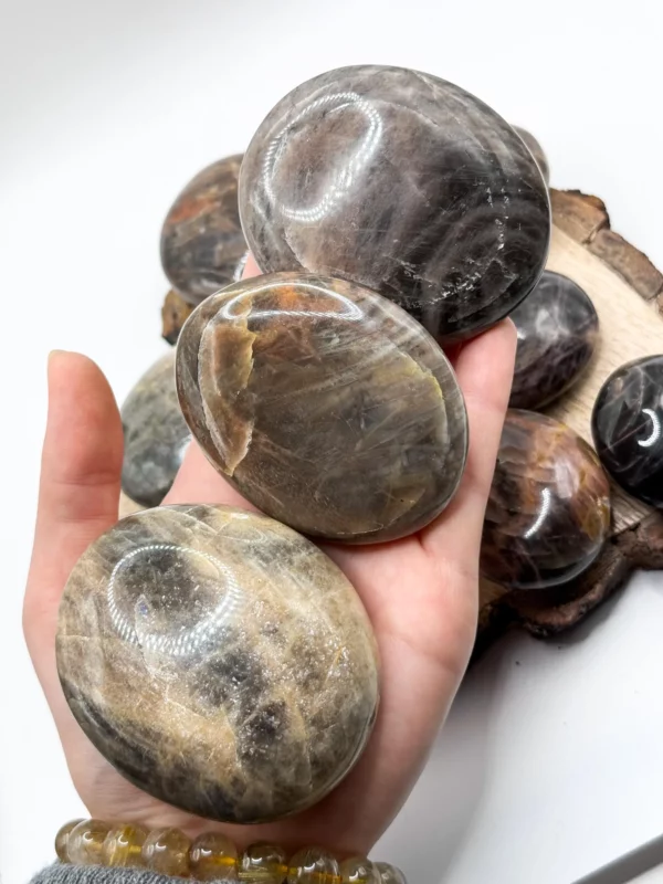 40-70mm Black Moonstone Palmstone, Large Black Moonstone Palmstone, Small Moonstone Palmstone - Image 2
