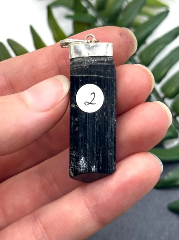 Big Black Tourmaline Pendant in 925 Silver - Image 3