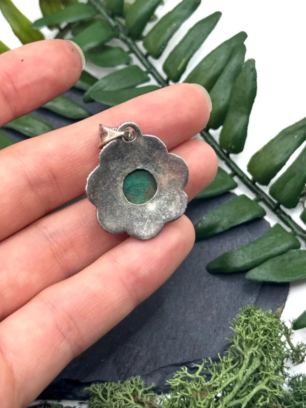 925 Silver Malachite Pendant, Malachite Necklace, Handmade Malachite Pendant, Antique Silver Malachite #2 - Image 2